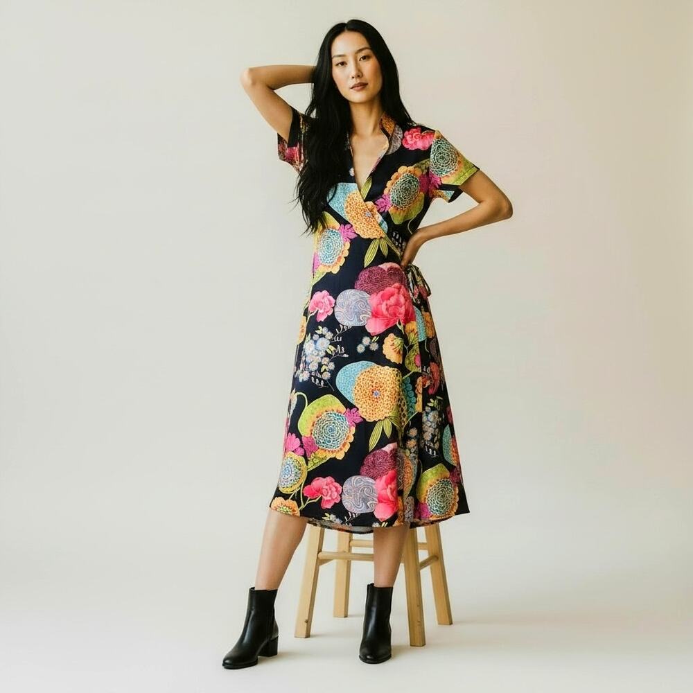 Antoine et Lili Paris Praya Floral Wrap Maxi Dress Sz XS Made France